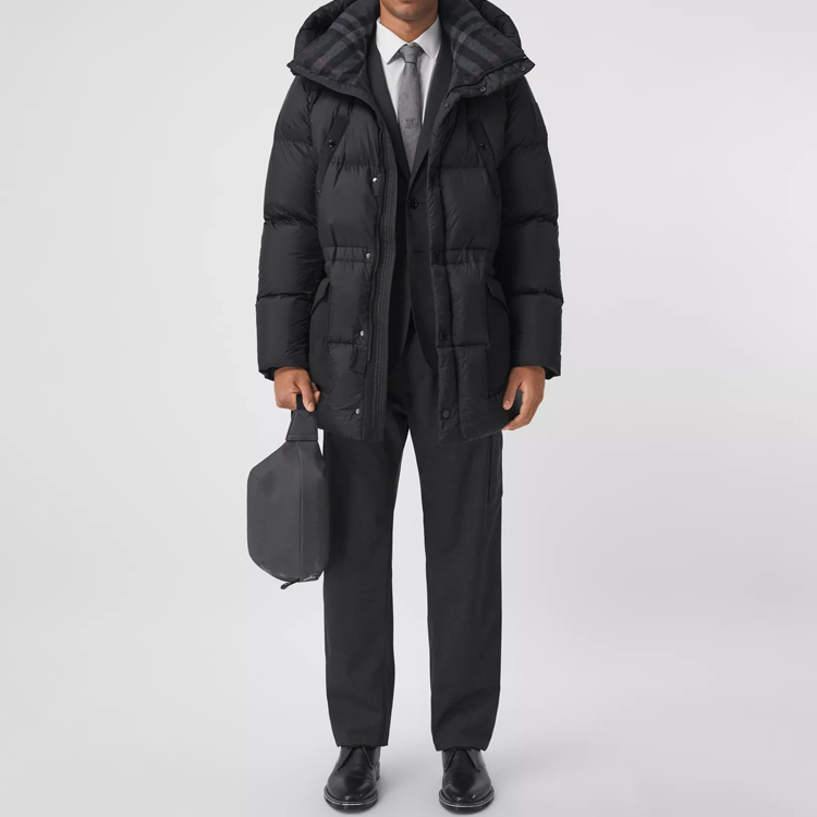 Burberry Mid-Length Patchwork Down Jacket Black 80438461 圖 3