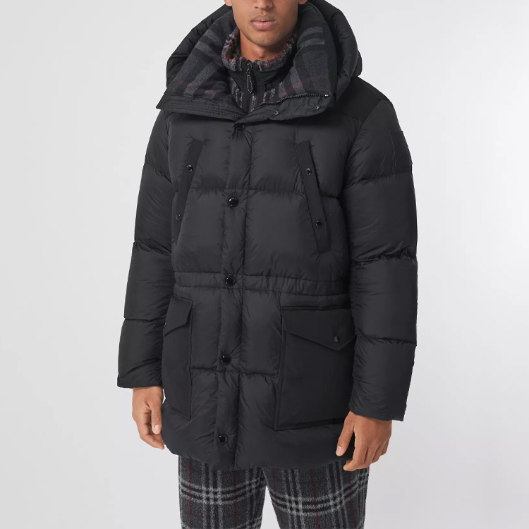 Burberry Mid-Length Patchwork Down Jacket Black 80438461 圖 4