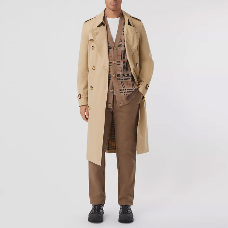 Burberry Mid-Length Solid Double-Breasted Belted Trench Coat Beige 80280911 圖 3