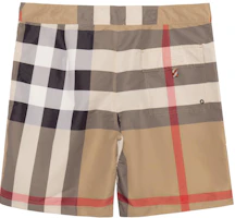 Lookbook Burberry 博柏利 中腰拼色格紋泳褲 卡其色 80226471
