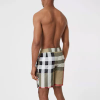 Purchase Burberry 博柏利 中腰拼色格紋泳褲 卡其色 80226471