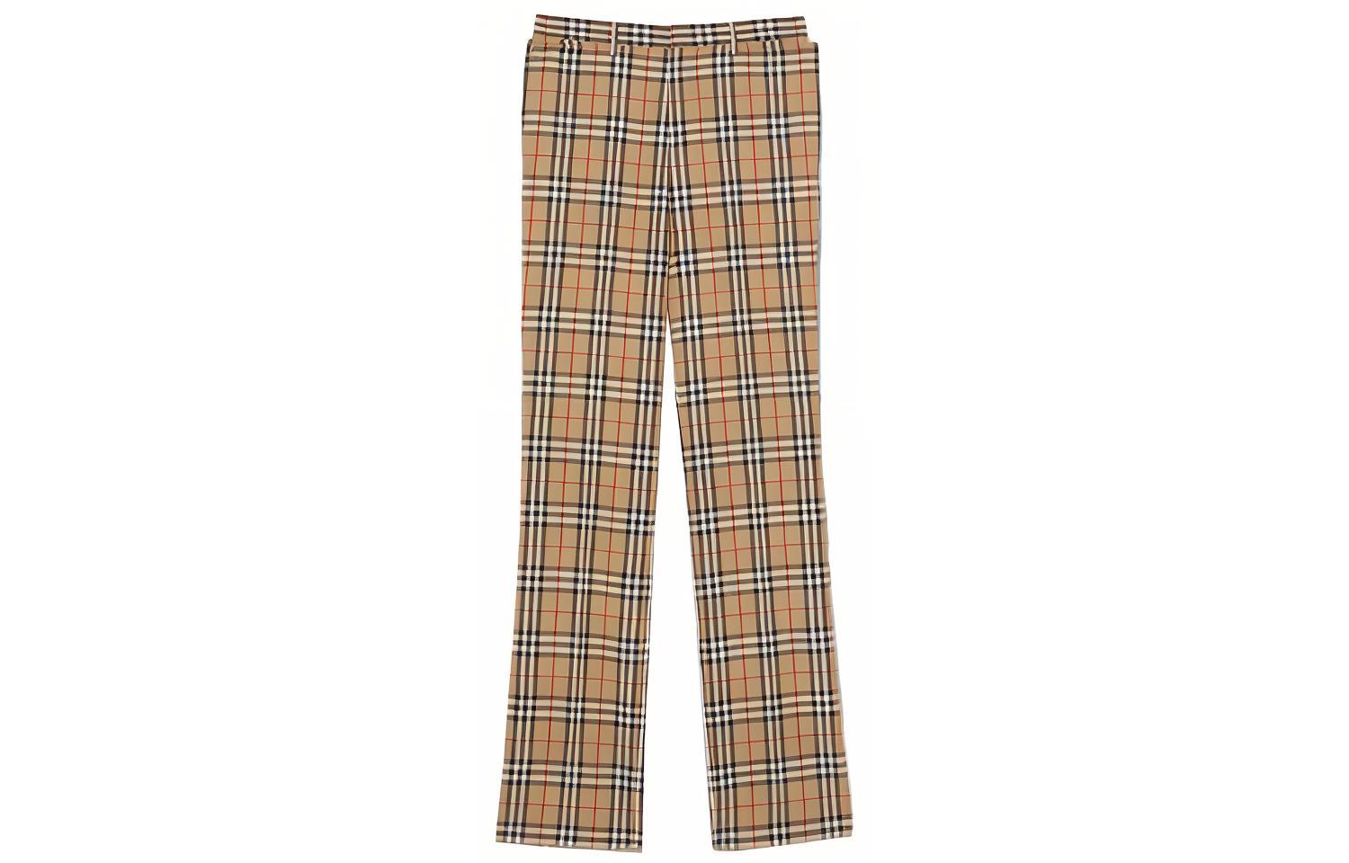 Order 버버리 미드라이즈 스트레이트핏 체크 캐주얼 팬츠 카키 80225451