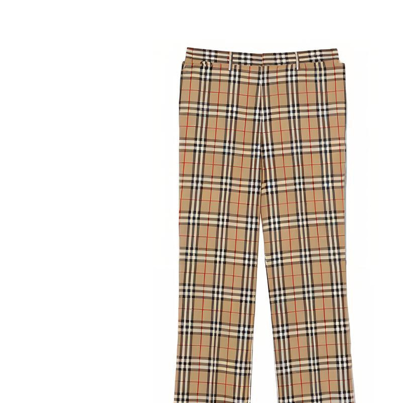 Details for 버버리 미드라이즈 스트레이트핏 체크 캐주얼 팬츠 카키 80225451