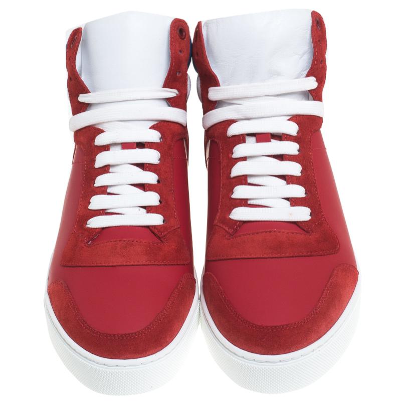 Shop バーバリー 赤革ミッドトップ (Bābarī Aka-Kawa Middo Toppu) 40762321