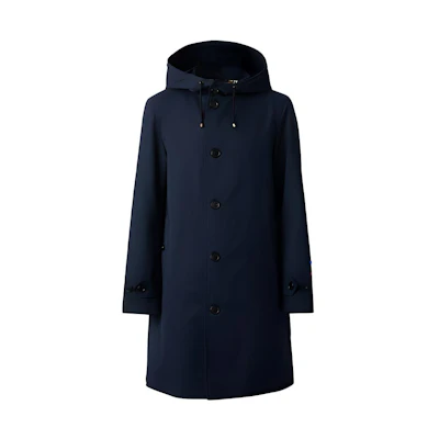 Burberry Midnight Blue Gabardine Hooded Trench Coat for Men 80336501