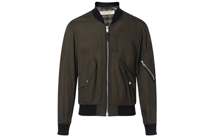 Burberry Military Green Zip-Up Stand Collar Jacket 40518891