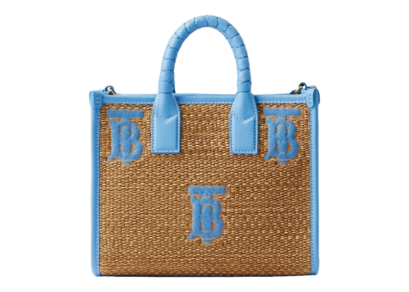 Burberry Mini Freya Tote Natural/Cool Cornflower Blue