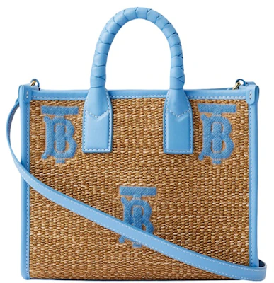 Burberry Mini Freya Tote Natural/Cool Cornflower Biru Bunga Jagung Lookbook Burberry Mini Freya Tote Natural/Cool Cornflower Biru Bunga Jagung