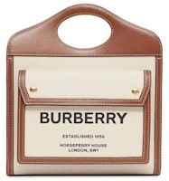 Burberry Mini Two-Tone Canvas And Leather Pocket Bag Natural/Malt Brown Burberry Mini Two-Tone Canvas And Leather Pocket Bag Natural/Malt Brown