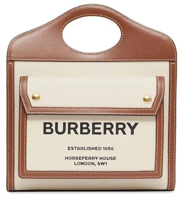 Tas Saku Mini Canvas Dan Kulit Burberry Dua Warna Coklat Alami/Malt Buy Tas Saku Mini Canvas Dan Kulit Burberry Dua Warna Coklat Alami/Malt