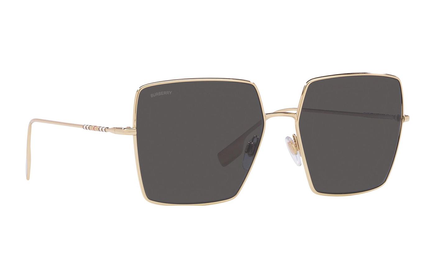 Shop 巴宝莉简约不规则金属棕色中性太阳镜 BE3133110987