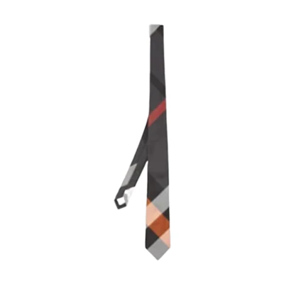 BURBERRY Modern Cut Check Silk Tie for Men in Dark Gray. 80415841