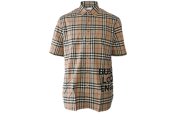 Burberry Monogram Check Short Sleeve Shirt in Archive Beige 80173011 圖 2