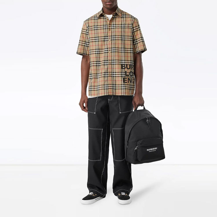Burberry Monogram Check Short Sleeve Shirt in Archive Beige 80173011 圖 4