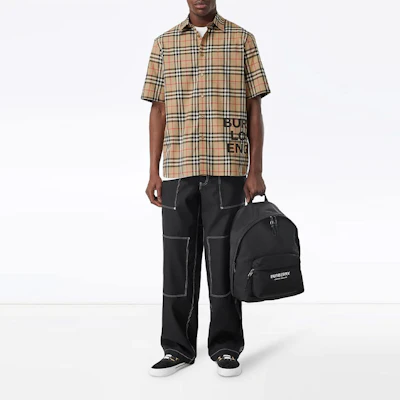 Burberry Monogram Check Short Sleeve Shirt in Archive Beige 80173011 Shop Burberry Monogram Check Short Sleeve Shirt in Archive Beige 80173011