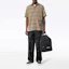 Shop Burberry Monogram Check Short Sleeve Shirt in Archive Beige 80173011