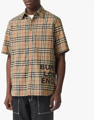 Burberry Monogram Check Short Sleeve Shirt in Archive Beige 80173011 Purchase Burberry Monogram Check Short Sleeve Shirt in Archive Beige 80173011