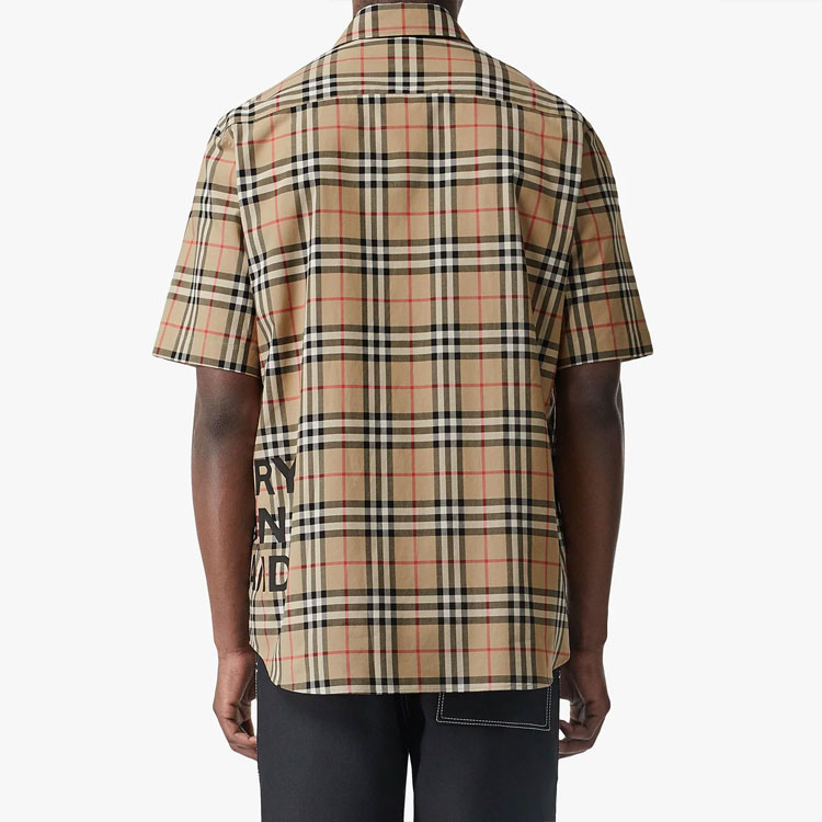 Burberry Monogram Check Short Sleeve Shirt in Archive Beige 80173011 圖 6