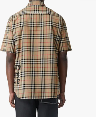 Burberry Monogram Check Short Sleeve Shirt in Archive Beige 80173011 Details for Burberry Monogram Check Short Sleeve Shirt in Archive Beige 80173011