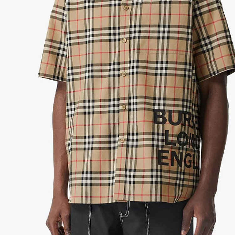 Burberry Monogram Check Short Sleeve Shirt in Archive Beige 80173011 圖 7