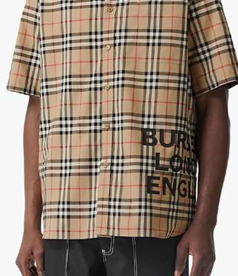 Burberry Monogram Check Short Sleeve Shirt in Archive Beige 80173011 Sizing Burberry Monogram Check Short Sleeve Shirt in Archive Beige 80173011