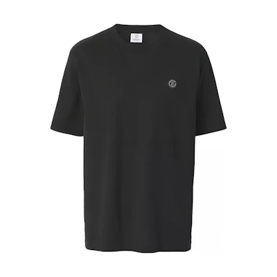 Burberry Monogram Cotton Short Sleeve T-Shirt Black Mens. 80416981