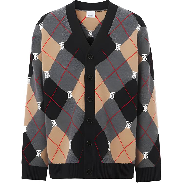 Burberry Monogram Diamond Pattern Wool-Cashmere Sweater Beige 80481011