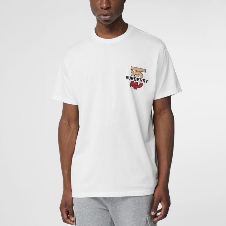 Burberry Monogram Gradient Logo Unisex White Crewneck T-Shirt 80174961 圖 3