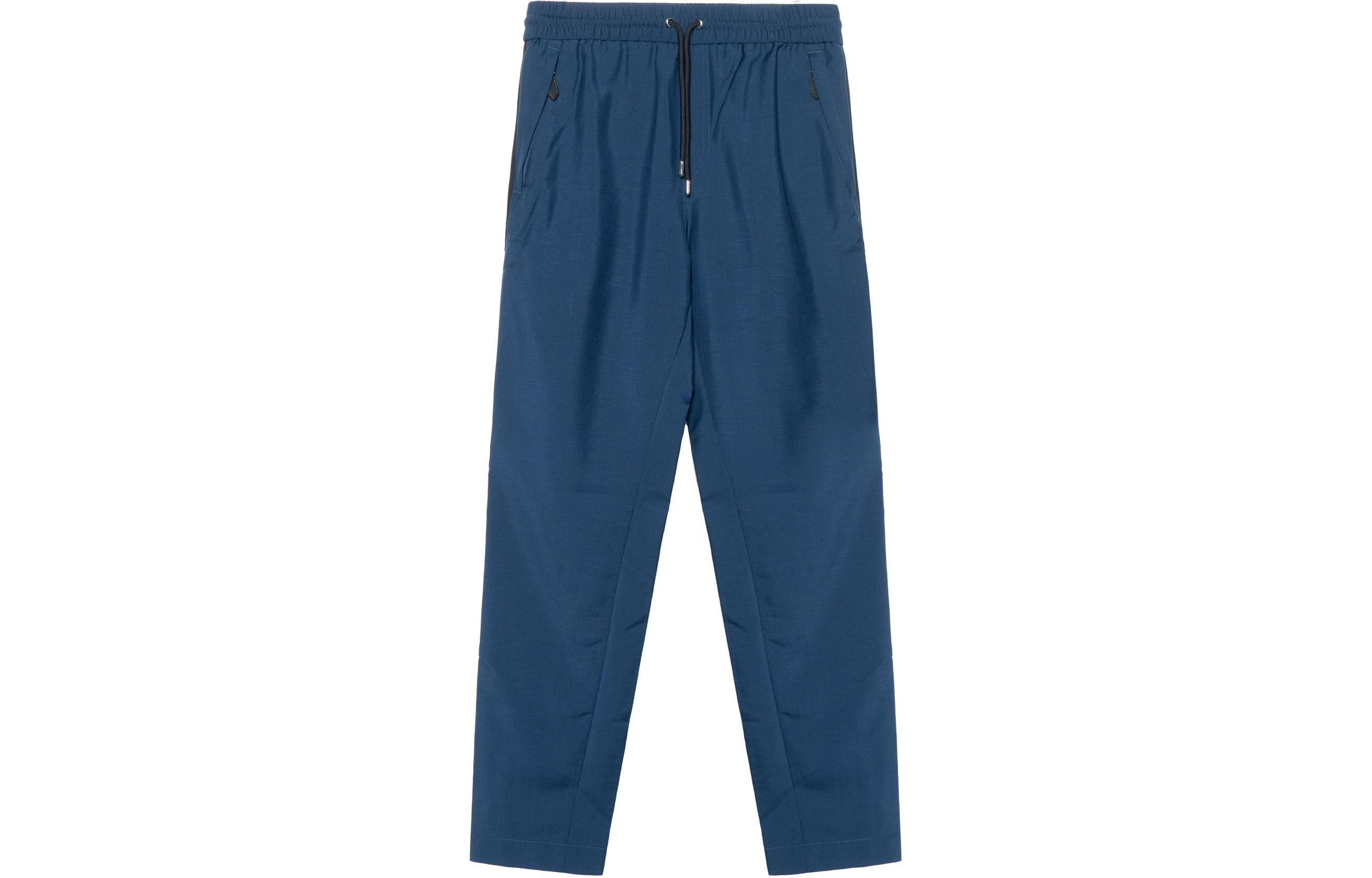 Burberry Monogram High-Waist Straight Knit Jogger Pants in Navy Blue. 80419111