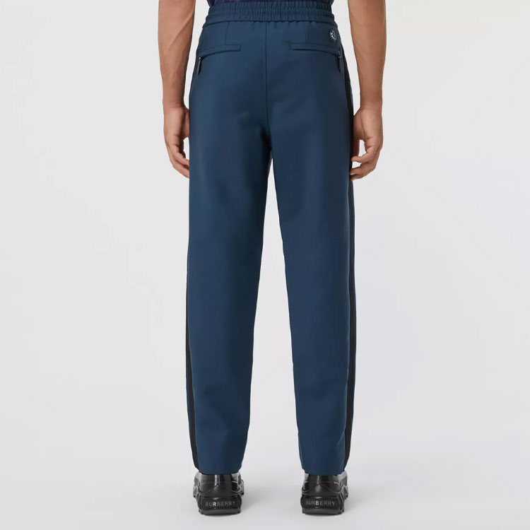 Burberry Monogram High-Waist Straight Knit Jogger Pants in Navy Blue. 80419111 圖 5