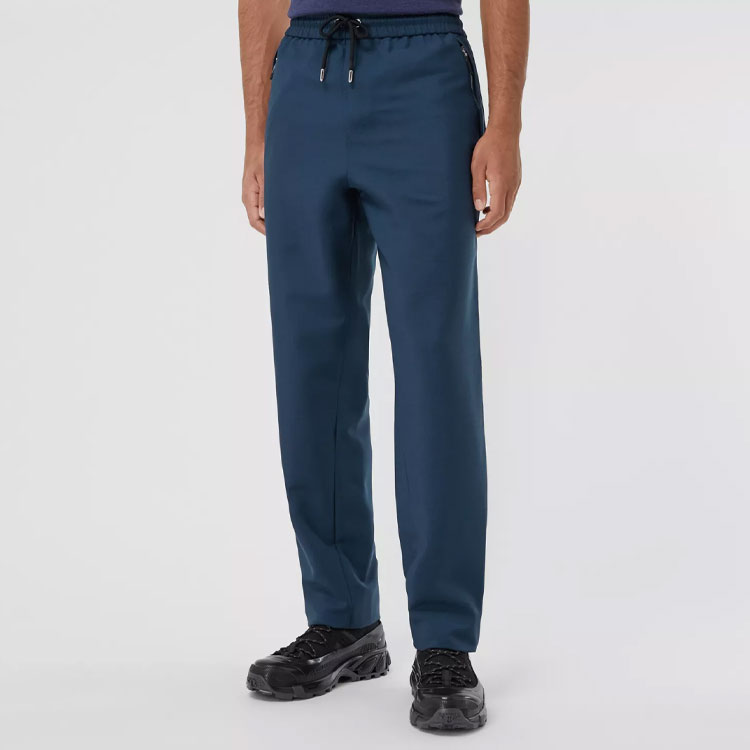 Burberry Monogram High-Waist Straight Knit Jogger Pants in Navy Blue. 80419111 圖 6