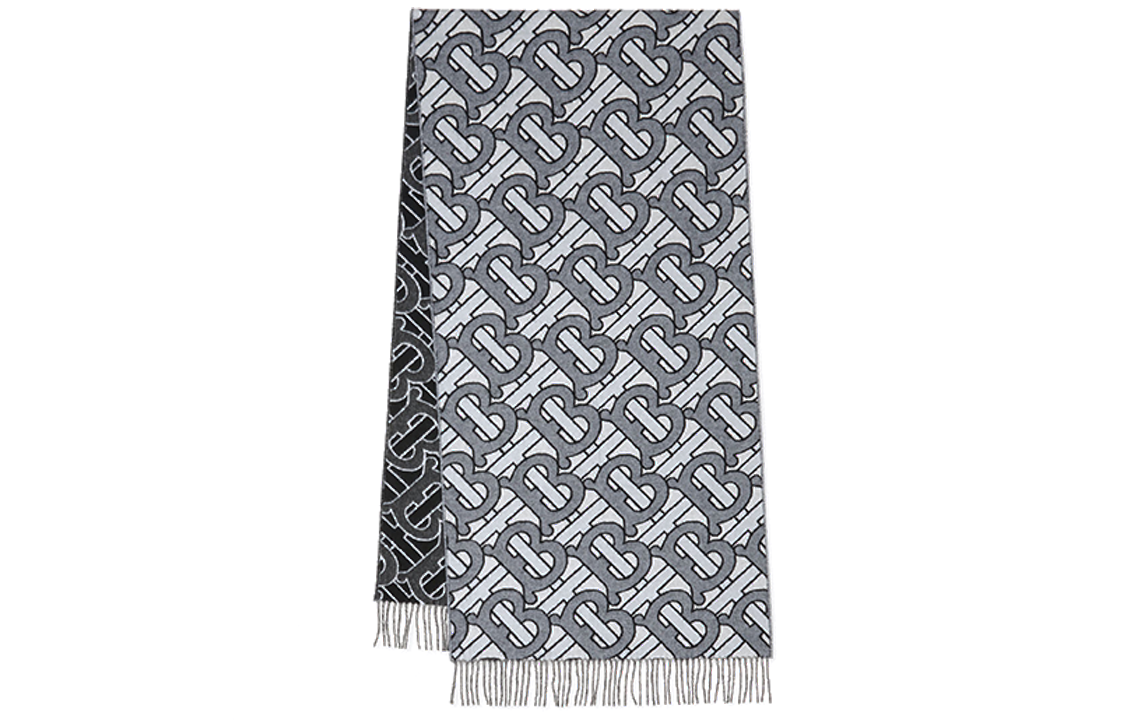 Burberry Monogram Jacquard Cashmere Scarf Light Grey. 80217911 圖 2