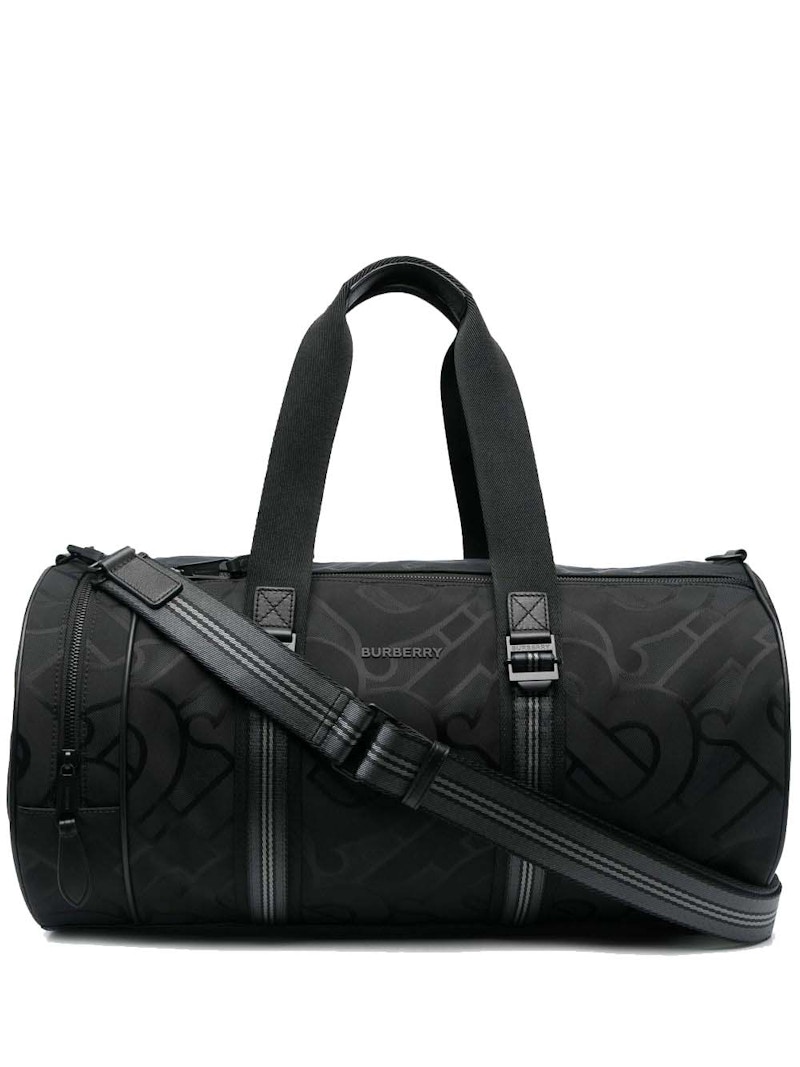 Burberry Monogram Jacquard Medium Barrel Bag Black