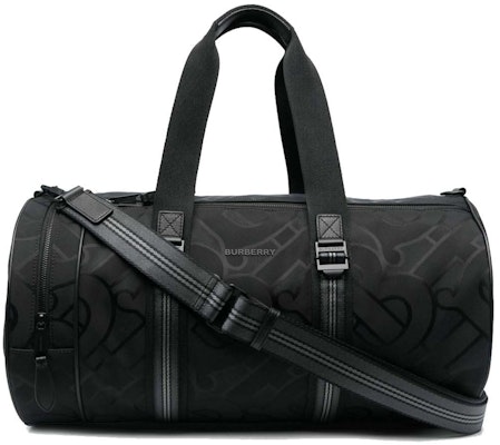 Tas Barrel Sedang Burberry Monogram Jacquard Hitam Buy Tas Barrel Sedang Burberry Monogram Jacquard Hitam