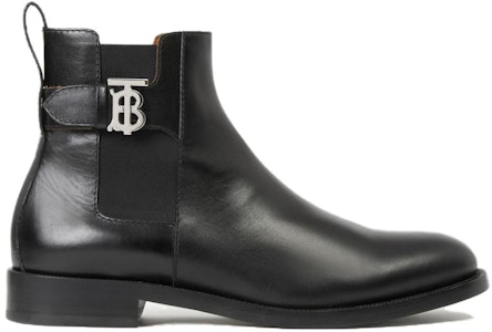 博柏利 (Burberry) 經典花押字圖案皮革切爾西靴 黑色 Order 博柏利 (Burberry) 經典花押字圖案皮革切爾西靴 黑色