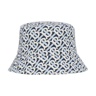 Burberry Monogram Logo Print Cotton Bucket Hat Navy Blue 80483051