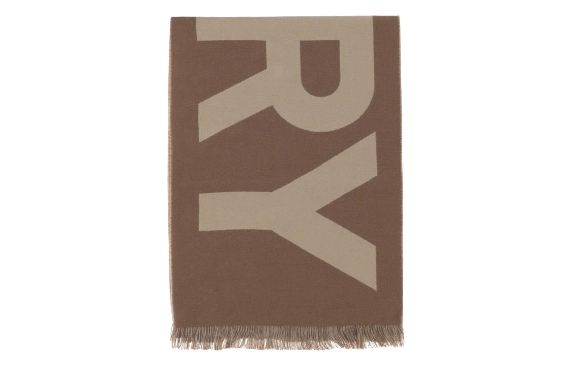 Burberry Monogram Logo Wool Scarf Unisex Couple Edition Brown. 8057148BIRCHBROWN