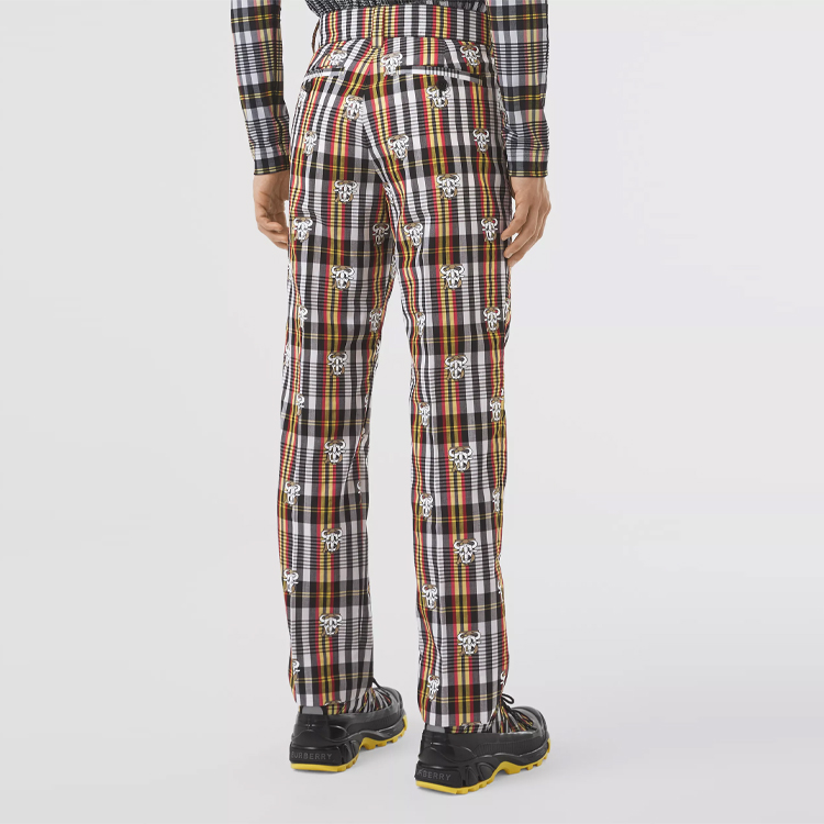 Purchase 버버리 모노그램 체크 울 캐주얼 팬츠 마리골드 옐로우 80378091