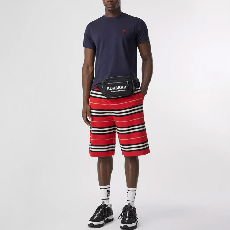 Details for Burberry Monogram Motif Baju-T Biru Navy Lengan Pendek Lelaki 80140221