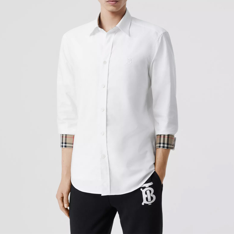 Sizing Burberry Monogram Motif Vintage Check Classic Slim Shirt White Fall 8024514
