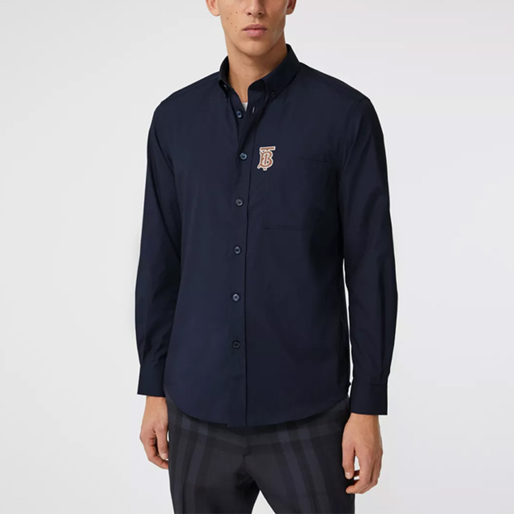 Purchase Burberry 經典字母圖案彈力棉襯衫 深藍色 80367641