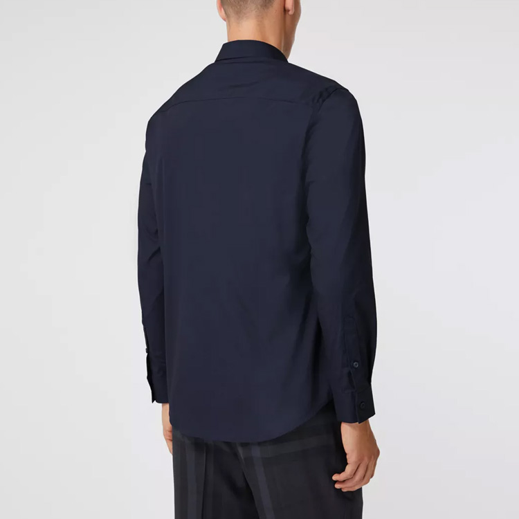 Details for Burberry 經典字母圖案彈力棉襯衫 深藍色 80367641