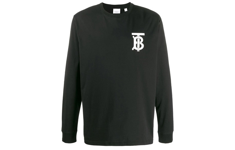 Burberry Monogram Print Black Unisex Long Sleeve Tee 8024599