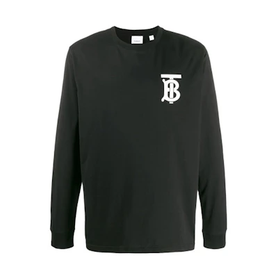 Burberry Monogram Print Black Unisex Long Sleeve Tee 8024599