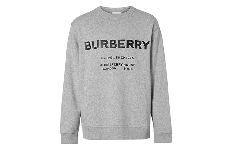Burberry Monogram Print Casual Loose Crewneck Sweatshirt Grey 80172291