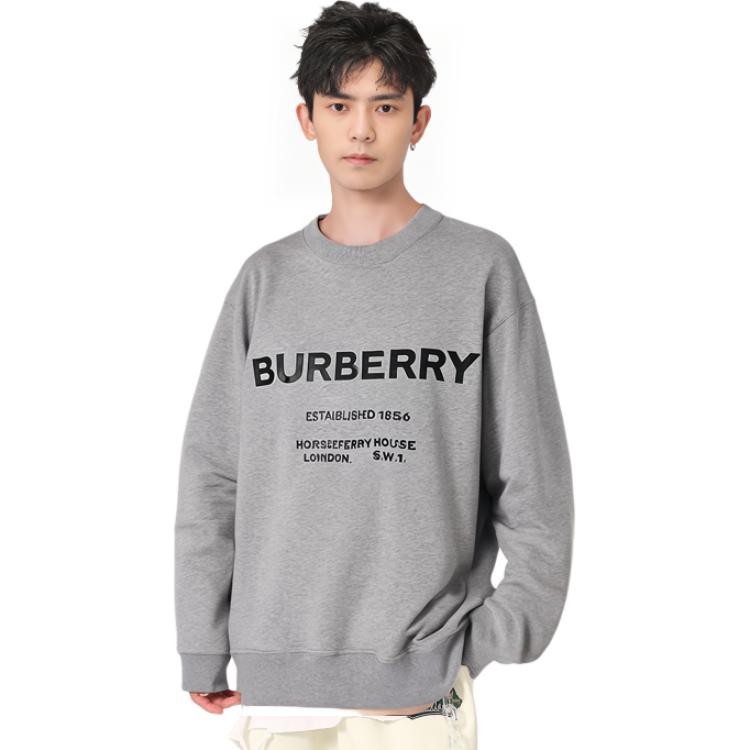 Details for 버버리 모노그램 프린트 캐주얼 루즈핏 크루넥 스웻셔츠 그레이 80172291