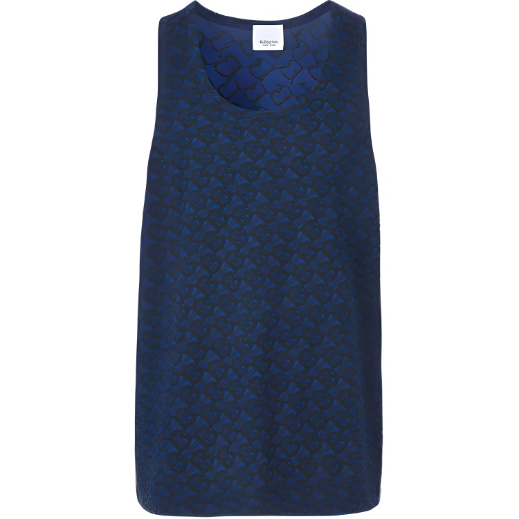 Burberry Monogram Print Cotton Tank Top - Blue 80488561