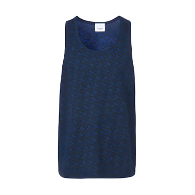 Burberry Monogram Print Cotton Tank Top - Blue 80488561