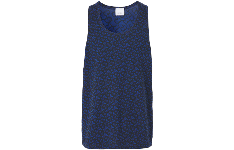 Order Camiseta sin mangas de algodón con estampado Monograma Burberry - Azul 80488561