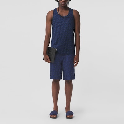 Camiseta sin mangas de algodón con estampado Monograma Burberry - Azul 80488561 Lookbook Camiseta sin mangas de algodón con estampado Monograma Burberry - Azul 80488561